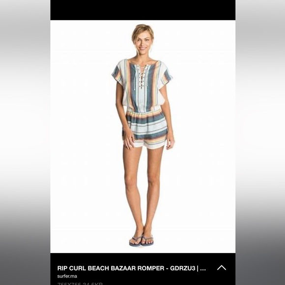 🏄🏽‍♀️ NWT RIP CURL shorts BEACH BAZAAR ROMPER striped lace front swim medium m - Picture 2 of 10